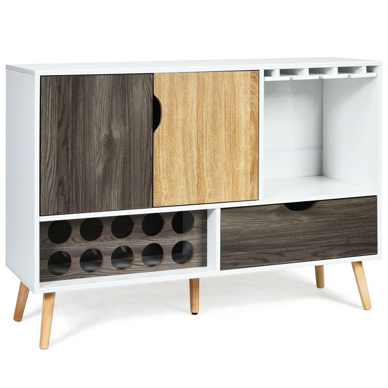 Costway Mid-Century Buffet Sideboard Wooden Storage Cabinet w/ Wine Rack & Glass Holder, 5 of 11