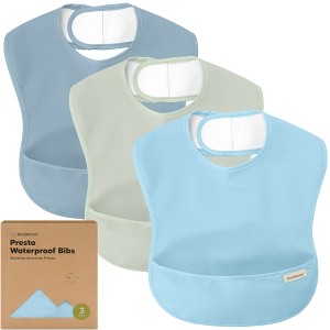 KeaBabies 3pk Presto Baby Bibs Waterproof with Food Catcher, Lightweight Toddler Bibs for Eating - 1 of 4
