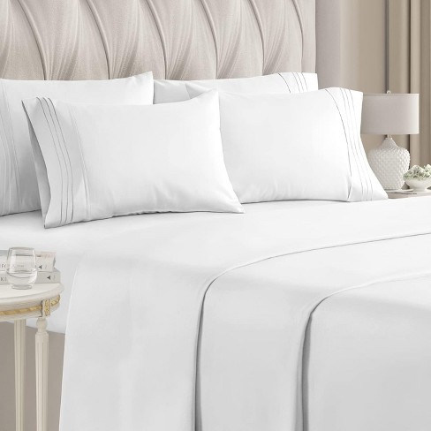 Cgk Linens 6 Piece Microfiber Solid Sheet Set In White, Size Queen : Target