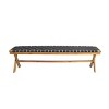 Acacia Wood Outdoor Bench,Rectangle Garden Wooden Side Bench With Weave Rope Seat And X Cross Frame,Solid Acacia Wood Patio Bench-Coolbibila - 3 of 4