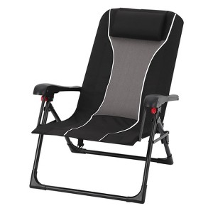 GustoWave Foldable Beach Chair, Adjustable Backrest, Outdoor Portable Camping Recliner with Headrest, Straps, Cup Holder & Storage Bag - 1 of 4