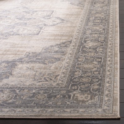 Brentwood 8' Square Cream and Gray Synthetic Area Rug