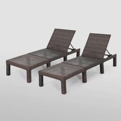 Jamaica 2Pk Wicker Chaise Lounge - Brown - Christopher Knight Home