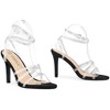 Allegra K Women's Clear Strap Rhinestone Lace Up Stiletto Heels Sandals - 3 of 4