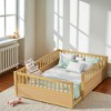 Mshliw Twin/Full Size Floor Bed with Safety Fence and Open Door, Wooden Montessori Style Platform Bed Frame for Toddlers and Kids Bedroom or Playroom - 2 of 4