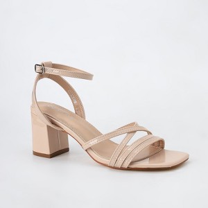 Berness Women's Havana Glossy Strappy Block Heels - 1 of 4