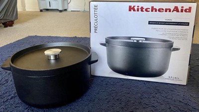 KitchenAid Seasoned Cast Iron Induction Dutch Oven Casserole, 6-Quart, Cast  Iron Black