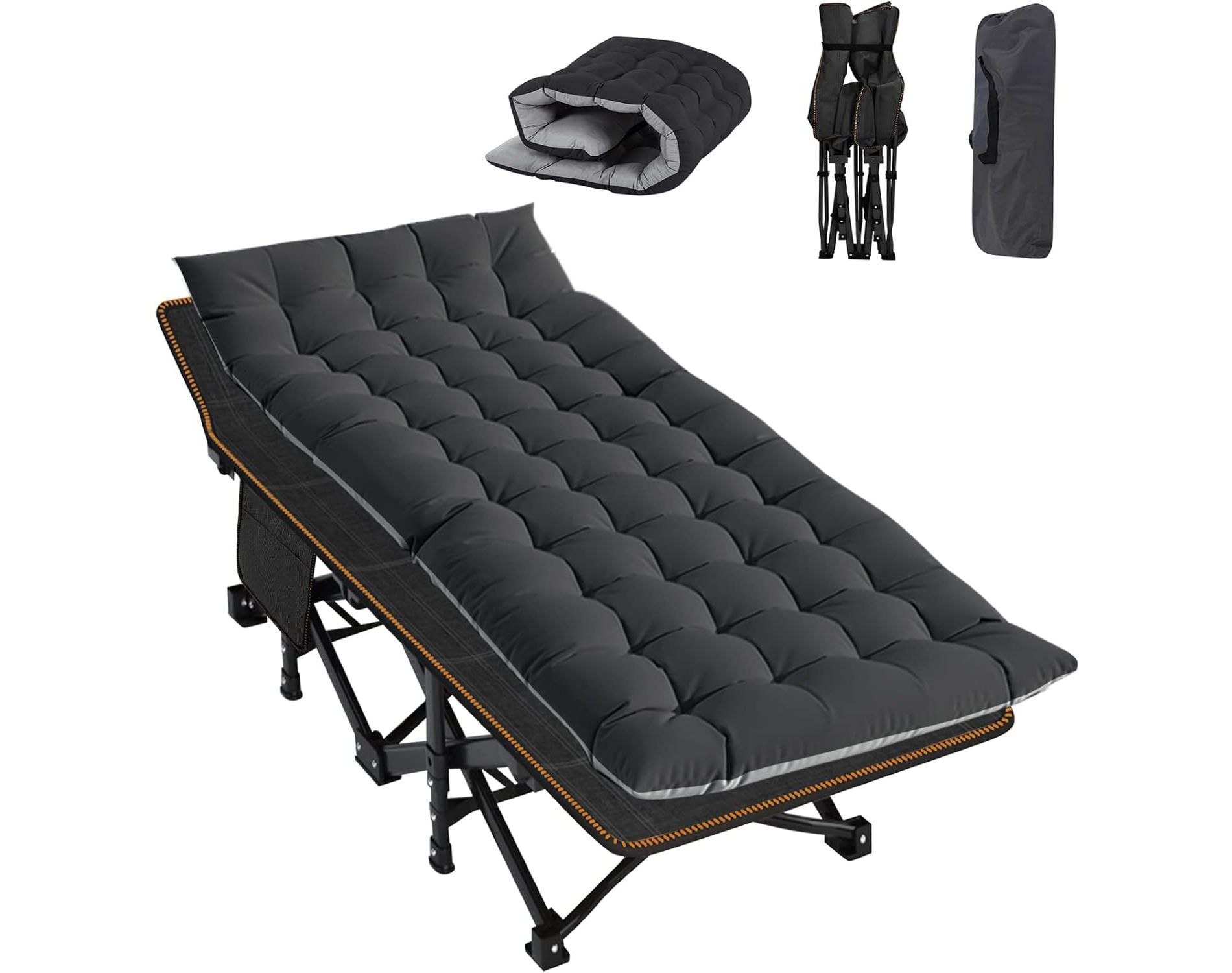 Docred Folding Camping Cot with Mattress & Carry Bag for Adults, Heavy Duty Outdoor Bed with 1200D Oxford