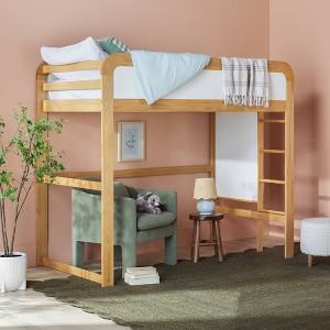 Saracina Home Adyn Contemporary Twin Loft Bunk Bed with Ladder on End Natural Pine - 1 of 1