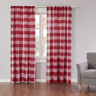 black and red buffalo check curtains