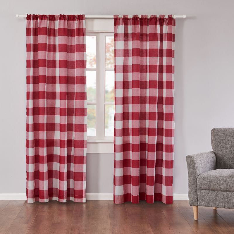 Camden Plaid Lined Curtain Panel with Rod Pocket - Levtex Home, 1 of 4