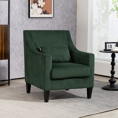 CAVINAS Corduroy Upholstered Accent Chair,Comfortable Arm Chairs  with Armrest and Pillows for Bedroom,Reading Room