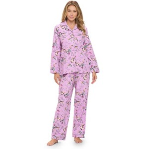 Casual Nights Women's Flannel Long Sleeve Button Down Pajama Set - 1 of 4