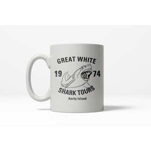 Crazy Dog T-Shirts Great White Shark Tours Funny Vintage Retro Ceramic Coffee Drinking Mug  - 11oz - 1 of 4