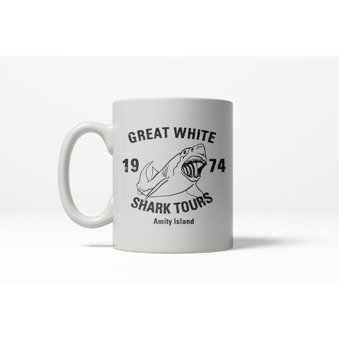 Crazy Dog T-Shirts Great White Shark Tours Funny Vintage Retro Ceramic Coffee Drinking Mug  - 11oz - image 1 of 4