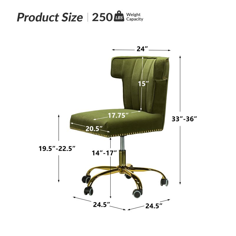 Puvis Upholstered Task Desk Chair Adjustable Swivel Home Office Chair  | Karat Home, 6 of 12