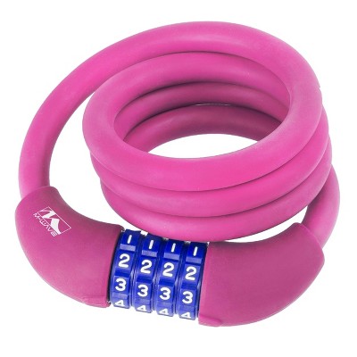 M wave D12.10 Silicone 3 Foot Combo Bike Lock Pink Target