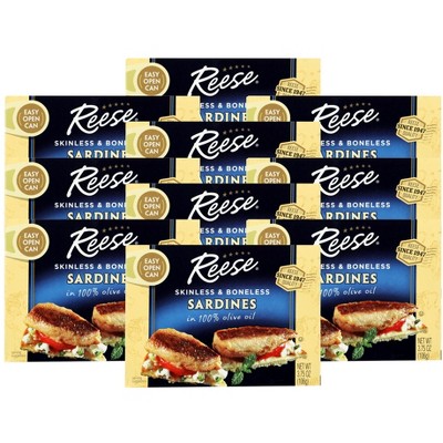 Reese Skinless & Boneless Sardines in Olive Oil - Case of 10/3.75 oz