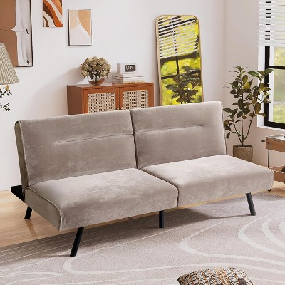 PDTEND Memory Foam Futon Convertible Sofa Bed, Splitback LoveSeat Daybed Sofa for Living Spaces