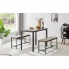 Gulches 43.3" Bar Dining Table Set with 2 Benches, Industrial Style Gray/Black Particle Board & Steel, Seats 4 for Kitchen/Living Room/Party Room - 4 of 4