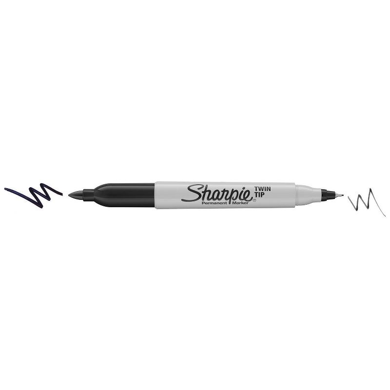 Sharpie 2pk Permanent Markers Twin Tip Black, 5 of 6