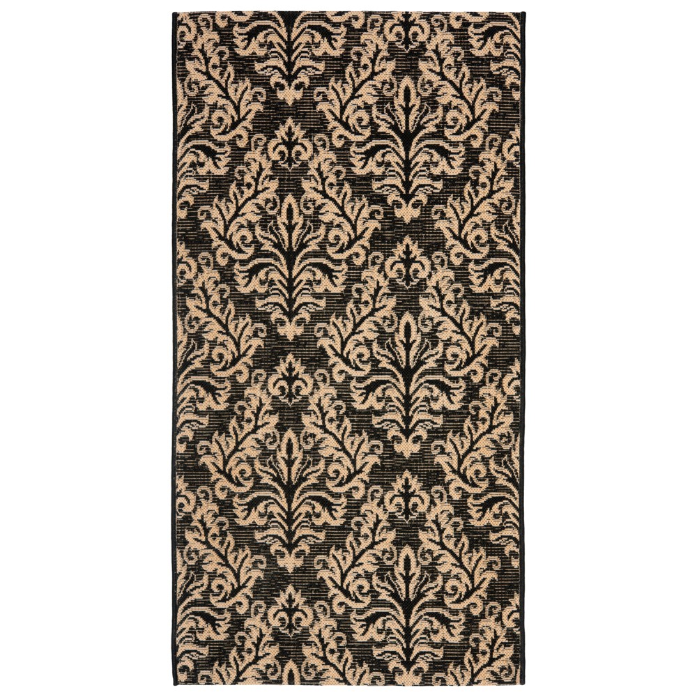 2'7inX5' Rectangle Eastleigh Outdoor Patio Rug Black/Creme - Safavieh