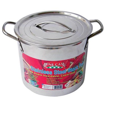 Bene Casa Stainless Steel Stock Pot 9.21 in. 12 qt Silver