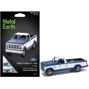 Model Kit 1982 Ford F-150 Pickup Truck Blue and White (Moderate Difficulty) Steel Model by Metal Earth - 1 of 4