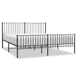 vidaXL Metal California King Bed Frame with Headboard & Footboard, Heavy-Duty, No Mattress - 1 of 4