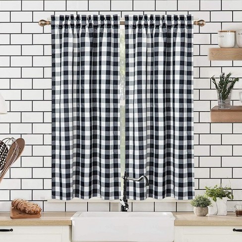 Trinity Buffalo Check Plaid Cotton Blend Kitchen Curtains