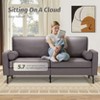 Buenhomino Faux Leather Sofa Couch, Mid-Century 70 Inch 3 Seater Leather Couch with Comfort Pillows for Living Room,Elegant Gray - 2 of 4