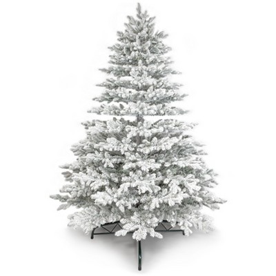 King Of Christmas Snow Flocked Hinged Artificial Christmas Tree Unlit Rushmore Flock Xmas Tree