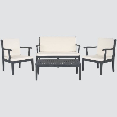 Montclair 4pc Acacia Wood Patio Conversation Set - Gray - Safavieh