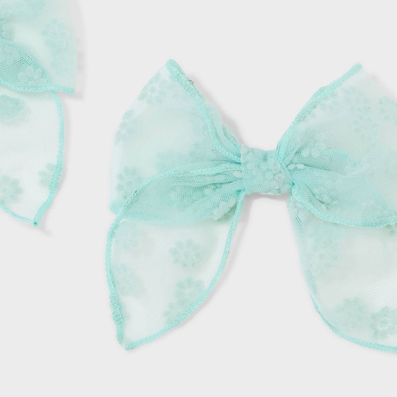 Flower Bow Hair Barrette Set 2pc - Wild Fable&#8482; Mint Green, 4 of 5