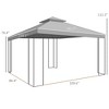 10' x 12' Patio Gazebo with Corner Frame Shelves, Double Roof Outdoor Gazebo Canopy Shelter with Netting - 3 of 4