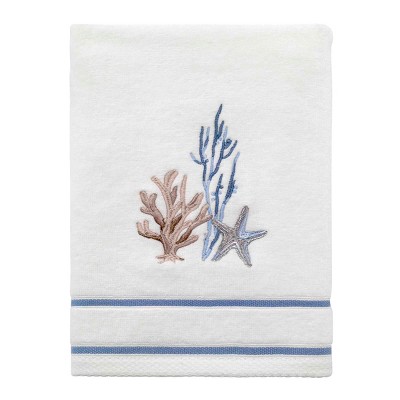 Ivory Cotton Coastal Embroidered 3-Piece Towel Set