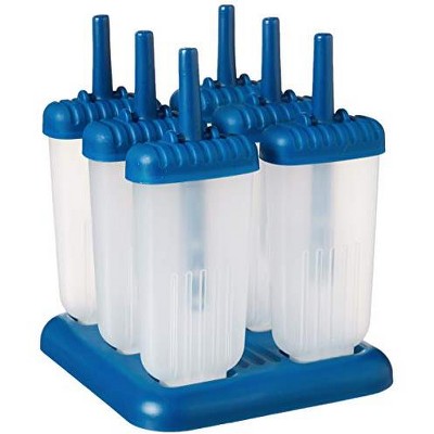 Tovolo Groovy Popsicle Molds (Set of 6) Mess-Free Plastic Ice Pops with Reusable Sticks & Drip-Guard for Freezer