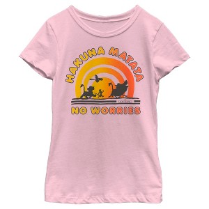 Girl's Lion King No Worries Vibrant Sunshine T-Shirt - 1 of 4