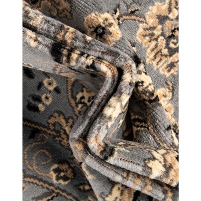 Gray/Ivory Reversible Indoor Runner with Traditional Medallion Design