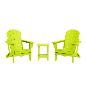 WestinTrends Malibu HDPE Outdoor Patio Folding Poly Adirondack Conversation Set (3-Piece) - 1 of 4