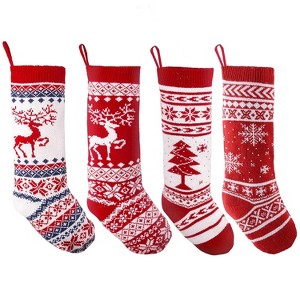 MOVSSOU 18" Knit Christmas Stockings Hanging Rustic Stocking 4 Pcs - 1 of 4