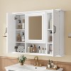 Racxily 36" Medicine Cabinet, Wall Mounted Bathroom Storage with Mirror & 3 Doors, Black/White - 3 of 4