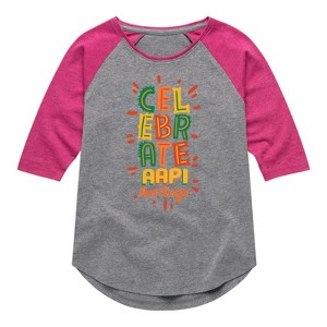 Girls' - Instant Message - Celebrate AAPI Heritage Shirt Tail Raglan Graphic T-shirt - 1 of 4