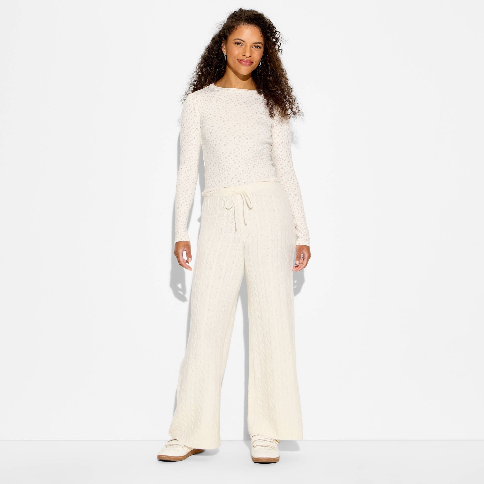 Women's Mid-Rise Cable Sweatpants - Wild Fable™