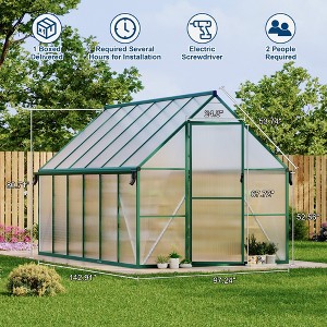 Polycarbonate Greenhouse for Outdoors, Large Walk-InGreenhouse with Quick Setup Structure and Roof Vent, Greenhouse with Ventilation - 1 of 4