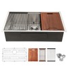 Single Bowl Undermount Workstation Kitchen Sink - 33inx19inx 10in Inch 16 Gauge Stainless Steel Deep Sink - 2 of 4