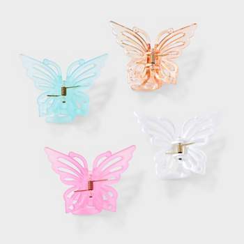 Iridescent Butterfly Claw Hair Clip Set 4pc - Wild Fable™ Pink/Teal/Neutral