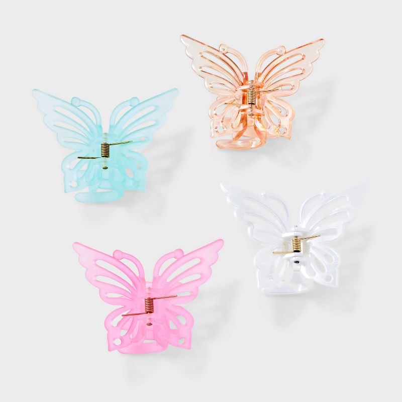 Iridescent Butterfly Claw Hair Clip Set 4pc - Wild Fable&#8482; Pink/Teal/Neutral, 1 of 5