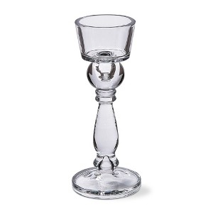 tagltd Clarity Clear Glass Reversible Taper and Pillar Candle Holder 5.2L x 5.2w X 12.4H inches - 1 of 2