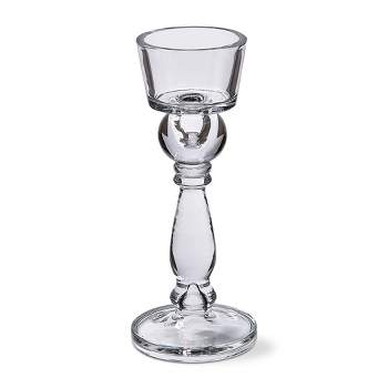 tagltd Clarity Clear Glass Reversible Taper and Pillar Candle Holder, 5.2L x 5.2w X 12.4H inches